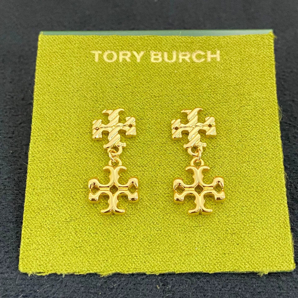 Tory Burch Double Letter Drop Earrings